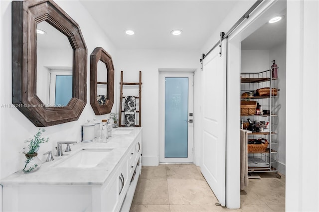 10821 SW 92nd Ave, Miami, FL 33176 - bathroom with double vanity, recessed lighting, and a closet