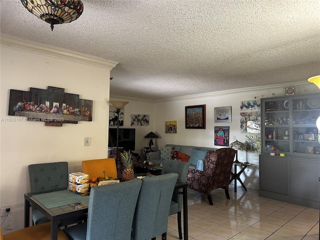 311 W Park Dr Unit 101-13, Miami, FL 33172 - dining room featuring a textured ceiling, crown molding, and tile patterned floors