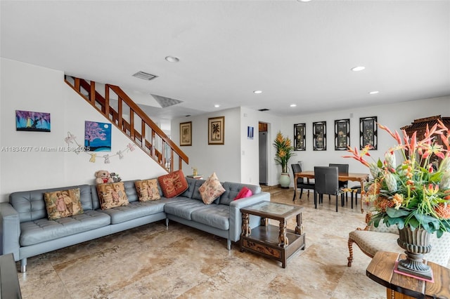 8256 NW 9th Ct Unit 2, Plantation, FL 33324 - living area with recessed lighting and stairway