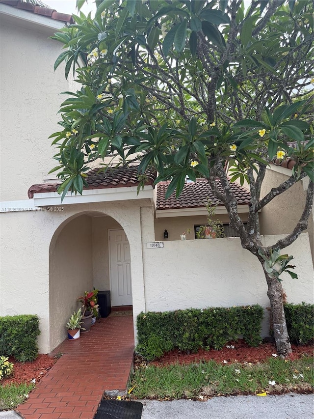17048 NW 66th Ct, Miami Lakes, FL 33015 - entrance to property featuring stucco siding and a tile roof