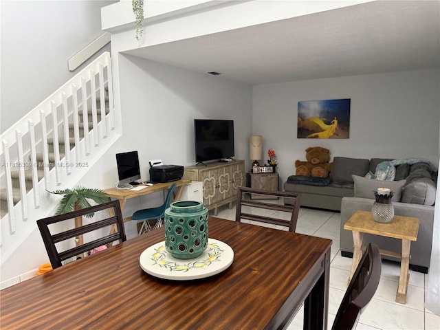17048 NW 66th Ct, Miami Lakes, FL 33015 - dining area featuring stairs and light tile patterned flooring