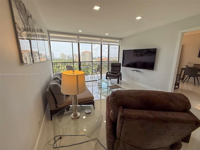 20379 W Country Club Dr Unit 1434, Aventura, FL 33180 - tiled living area featuring recessed lighting and floor to ceiling windows