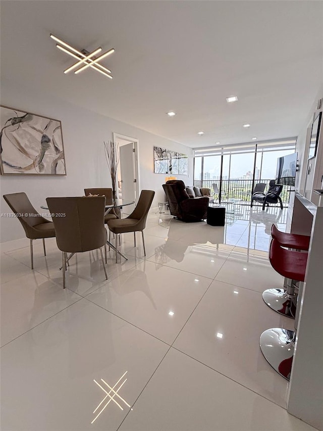 20379 W Country Club Dr Unit 1434, Aventura, FL 33180 - dining room with floor to ceiling windows, tile patterned floors, and recessed lighting