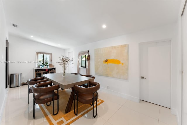 2485 SW 19th Ter, Miami, FL 33145 - dining space with recessed lighting, lofted ceiling, and light tile patterned floors