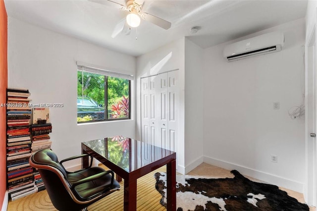 2485 SW 19th Ter, Miami, FL 33145 - office area featuring a wall mounted AC and ceiling fan