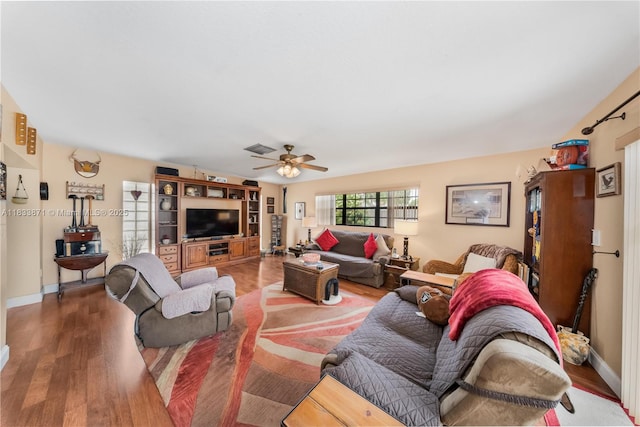 11193 SW 113th Ter, Miami, FL 33176 - living room featuring ceiling fan and wood finished floors