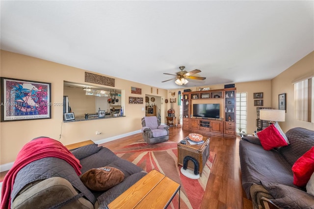 11193 SW 113th Ter, Miami, FL 33176 - living room featuring wood finished floors and ceiling fan
