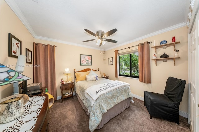 11193 SW 113th Ter, Miami, FL 33176 - carpeted bedroom featuring ornamental molding and ceiling fan