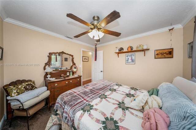 11193 SW 113th Ter, Miami, FL 33176 - bedroom with ornamental molding, carpet floors, and ceiling fan