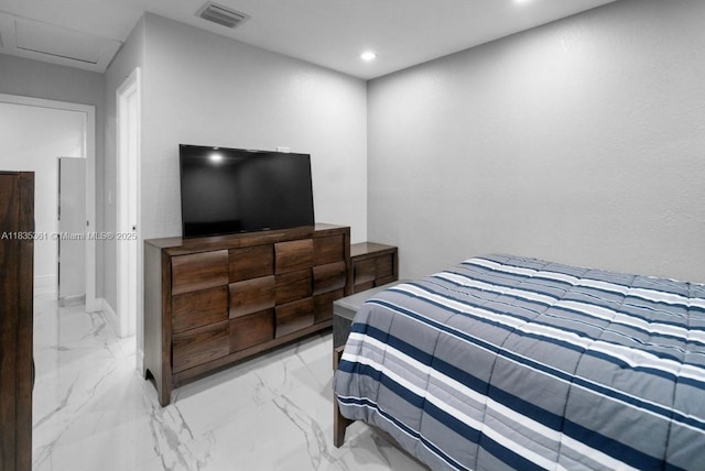 1158 W 41st St Unit 87, Hialeah, FL 33012 - bedroom with recessed lighting, attic access, and light marble finish floors