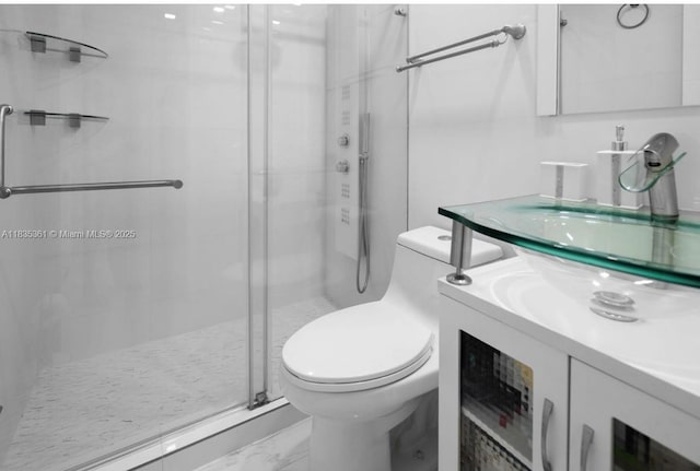 1158 W 41st St Unit 87, Hialeah, FL 33012 - full bathroom featuring vanity, marble finish flooring, and a shower stall