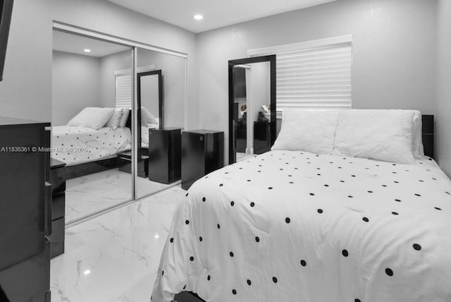 1158 W 41st St Unit 87, Hialeah, FL 33012 - bedroom featuring a closet, recessed lighting, and marble finish floors