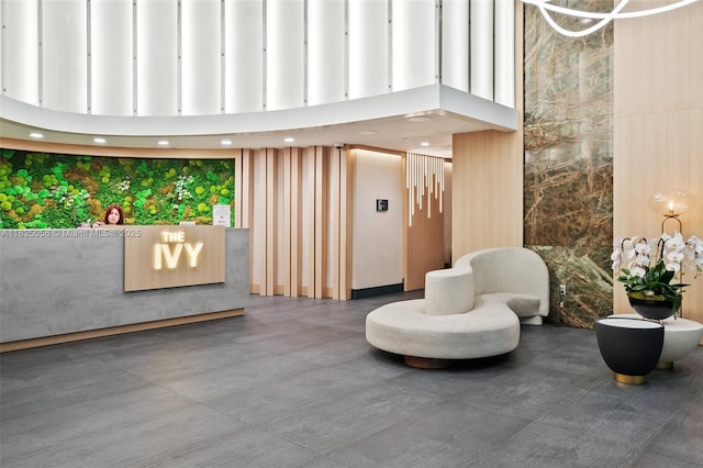 90 SW 3rd St Unit 3810, Miami, FL 33130 - reception featuring a towering ceiling and recessed lighting