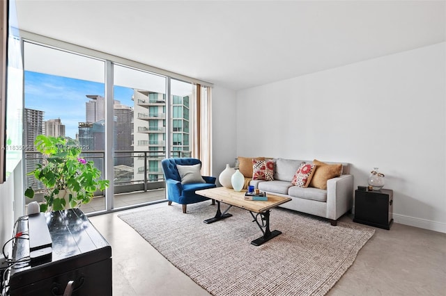 90 SW 3rd St Unit 3810, Miami, FL 33130 - living room featuring a city view and concrete flooring