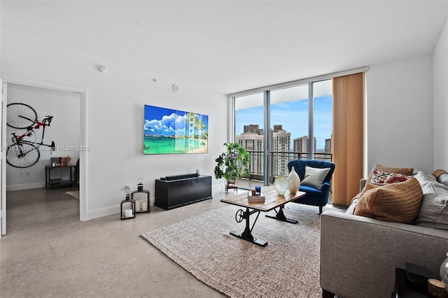90 SW 3rd St Unit 3810, Miami, FL 33130 - living room with expansive windows and baseboards