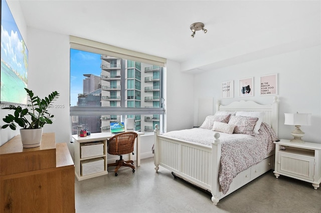 90 SW 3rd St Unit 3810, Miami, FL 33130 - bedroom with an office area and finished concrete flooring