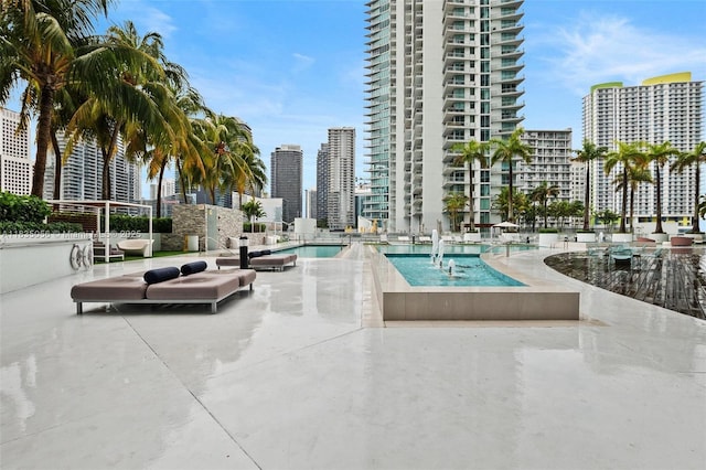 90 SW 3rd St Unit 3810, Miami, FL 33130 - community pool featuring a view of city and a patio
