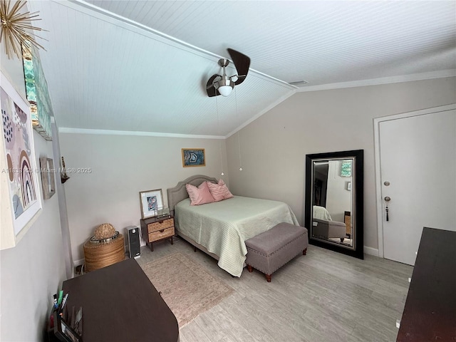 14135 SW 100th Ln, Miami, FL 33186 - bedroom featuring light wood-style floors, vaulted ceiling, and crown molding