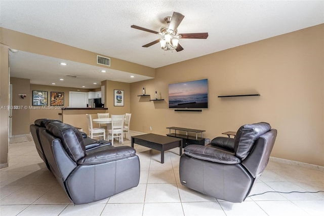 1528 Veracruz Ln Unit 4-3, Weston, FL 33327 - living area with ceiling fan, light tile patterned flooring, and recessed lighting