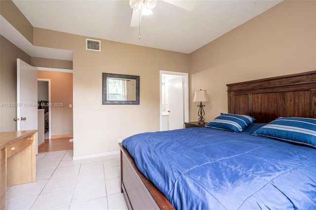 1528 Veracruz Ln Unit 4-3, Weston, FL 33327 - bedroom with light tile patterned floors, a ceiling fan, and connected bathroom