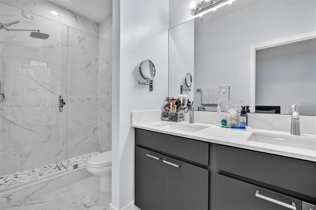 14646 SW 13th St, Pembroke Pines, FL 33027 - full bath featuring marble finish floors, a marble finish shower, and double vanity