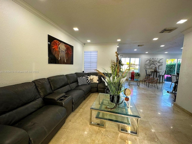 7427 NW 113th Path, Doral, FL 33178 - living area featuring ornamental molding and recessed lighting