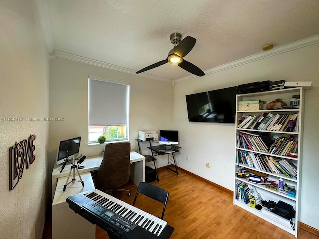 7427 NW 113th Path, Doral, FL 33178 - office with crown molding, wood finished floors, and ceiling fan