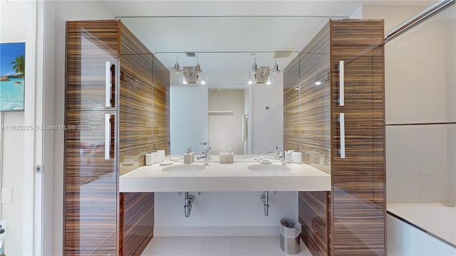 2020 N Bayshore Dr Unit 2801, Miami, FL 33137 - full bath with a bathtub, tile patterned floors, and double vanity