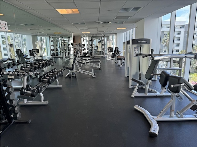 2020 N Bayshore Dr Unit 2801, Miami, FL 33137 - workout area featuring a drop ceiling