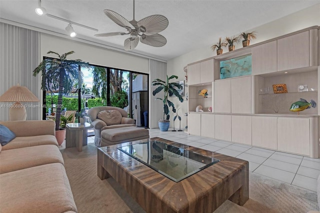 1426 NE 105th St Unit D9, Miami Shores, FL 33138 - living area with ceiling fan and track lighting