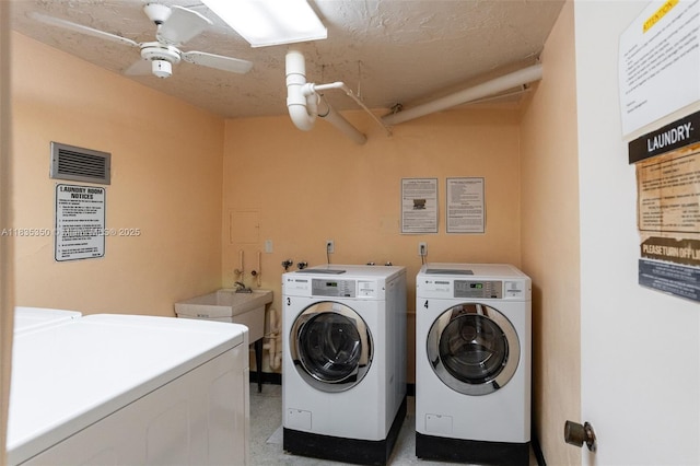 2500 Parkview Dr Unit 1502, Hallandale Beach, FL 33009 - communal laundry room featuring independent washer and dryer and ceiling fan