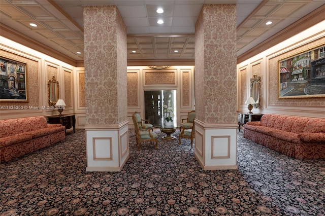 2500 Parkview Dr Unit 1502, Hallandale Beach, FL 33009 - common area with a decorative wall and ornamental molding