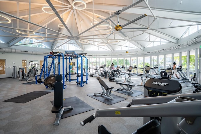 2500 Parkview Dr Unit 1502, Hallandale Beach, FL 33009 - workout area featuring high vaulted ceiling