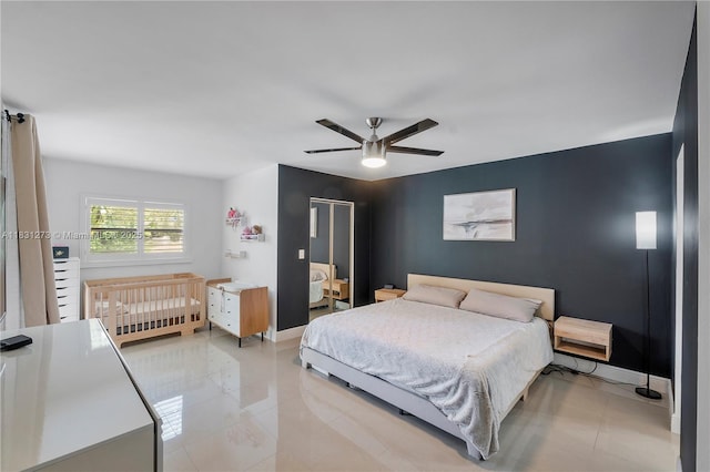 1706 Hammock Blvd Unit 110, Coconut Creek, FL 33063 - bedroom featuring ceiling fan and light tile patterned floors
