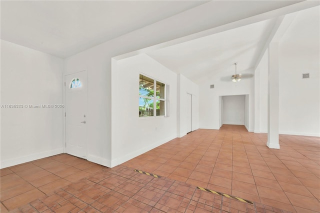 15831 Palmetto Club Dr, Miami, FL 33157 - unfurnished room featuring light tile patterned floors, a ceiling fan, and lofted ceiling