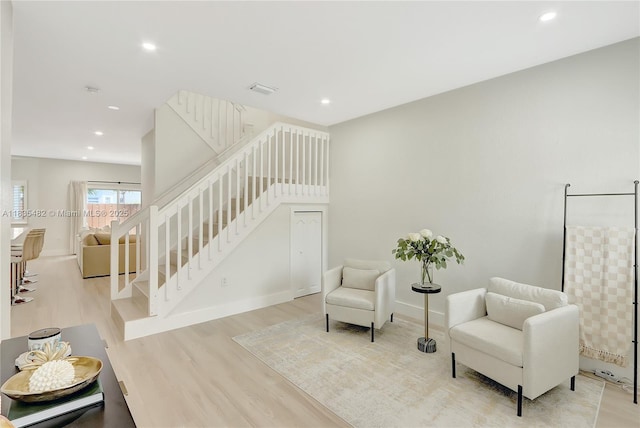 14751 SW 23rd St Unit 14751, Miami, FL 33185 - sitting room with wood finished floors, stairs, and recessed lighting