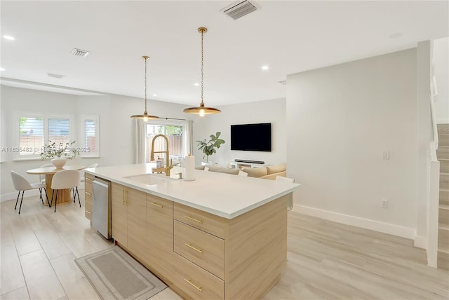 14751 SW 23rd St Unit 14751, Miami, FL 33185 - kitchen featuring light brown cabinets, dishwasher, recessed lighting, modern cabinets, and light countertops
