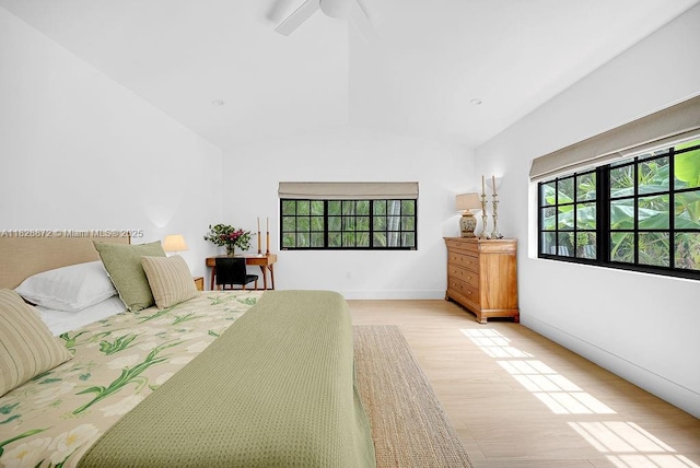 135 NE 87th St, El Portal, FL 33138 - bedroom with lofted ceiling, multiple windows, and light wood-style flooring