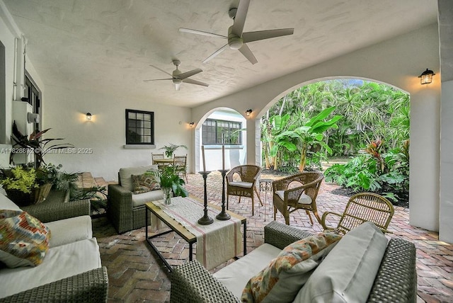 135 NE 87th St, El Portal, FL 33138 - view of patio / terrace featuring an outdoor living space and a ceiling fan