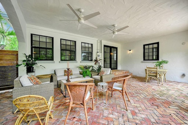 135 NE 87th St, El Portal, FL 33138 - view of patio featuring an outdoor hangout area and ceiling fan