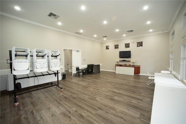 9323 SW 227th St Unit 2-5, Cutler Bay, FL 33190 - miscellaneous room with recessed lighting, crown molding, and wood finished floors