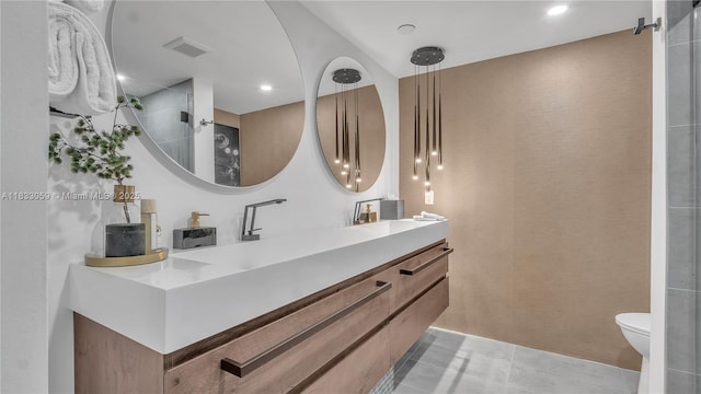 3051 NE 47th Ct Unit 207, Fort Lauderdale, FL 33308 - full bathroom featuring double vanity and recessed lighting