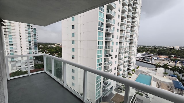 1871 NW S River Dr Unit 1506, Miami, FL 33125 - balcony with view of pool area and a view of city