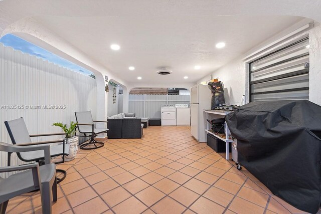 7029 W 29th Way, Hialeah, FL 33018 - view of patio / terrace with an outdoor hangout area, area for grilling, and washer and dryer