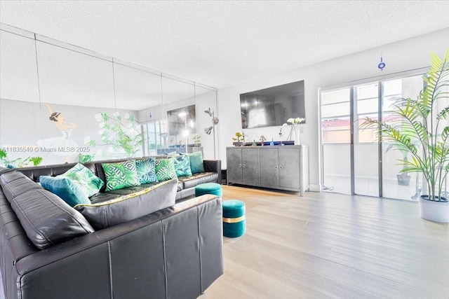1890 W 56th St Unit 1411, Hialeah, FL 33012 - living room featuring wood finished floors, a textured ceiling, and healthy amount of natural light