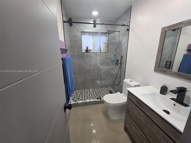 1320 NW 179th Ter, Miami Gardens, FL 33169 - full bathroom featuring vanity, a stall shower, and tile patterned floors