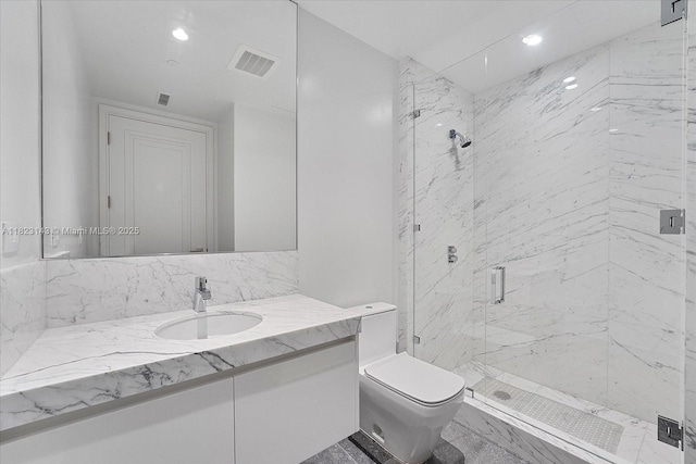 17901 S Collins Ave Unit 1506, Sunny Isles Beach, FL 33160 - full bath with a marble finish shower, vanity, and recessed lighting