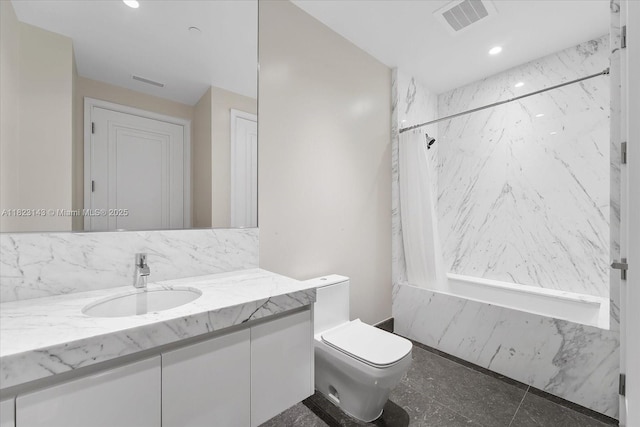 17901 S Collins Ave Unit 1506, Sunny Isles Beach, FL 33160 - bathroom featuring vanity, recessed lighting, and shower / bathtub combination with curtain