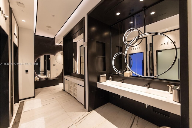 17901 S Collins Ave Unit 1506, Sunny Isles Beach, FL 33160 - full bath featuring vanity, recessed lighting, and tile patterned flooring