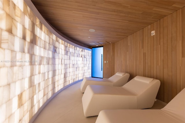 17901 S Collins Ave Unit 1506, Sunny Isles Beach, FL 33160 - tiled cinema with wooden ceiling and wood walls